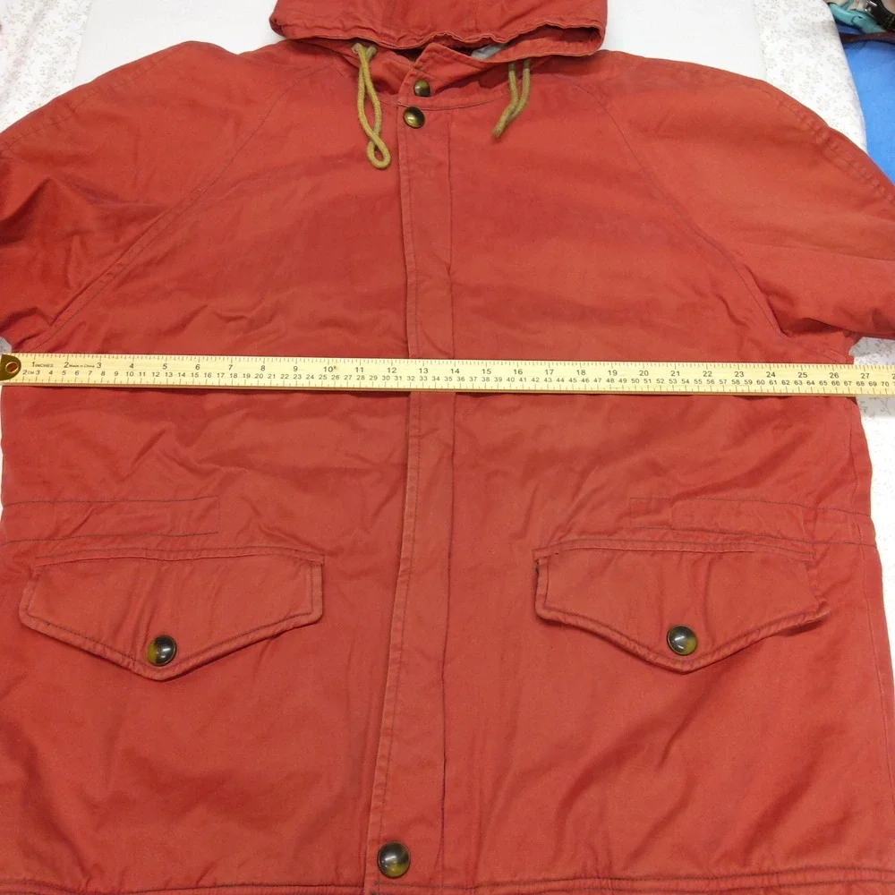 Vintage Unisex Med. Tom Tailor Duck Canvas Parka Jacket W/Hood Red/Orange Color - Picture 16 of 16